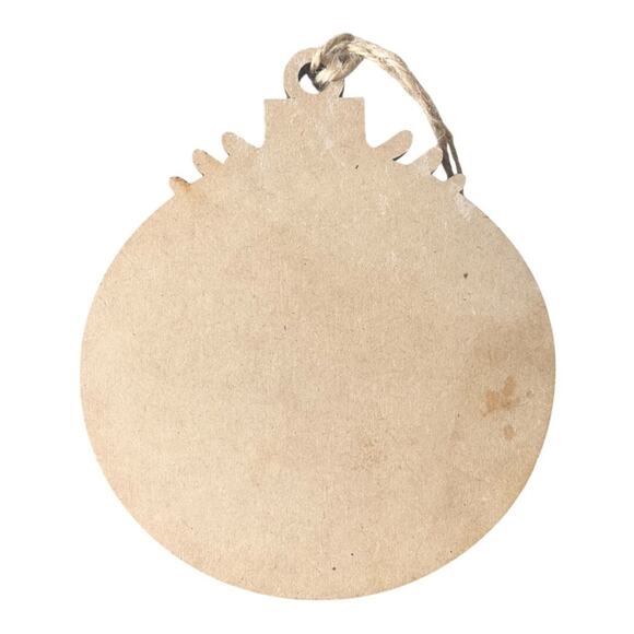 Whimsical  Merry Christmas Holly Snowflake Sled Ornament Hand Painted Wood - Picture 7 of 9